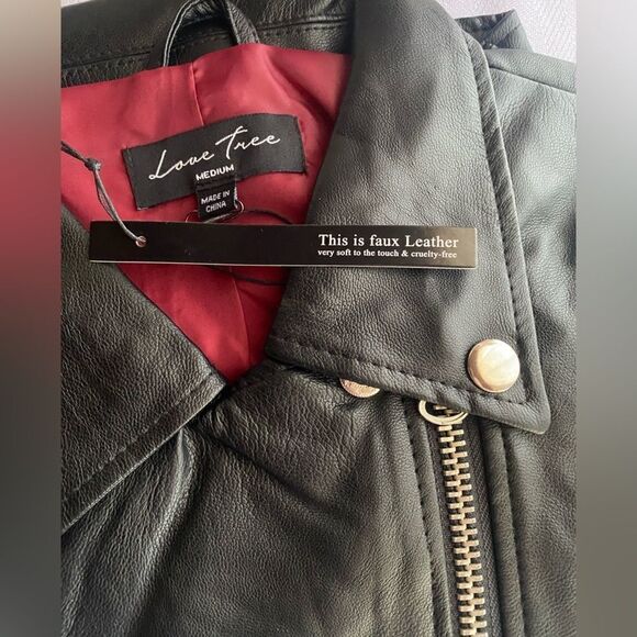 Love tree black women's biker jacket - Picture 12 of 12